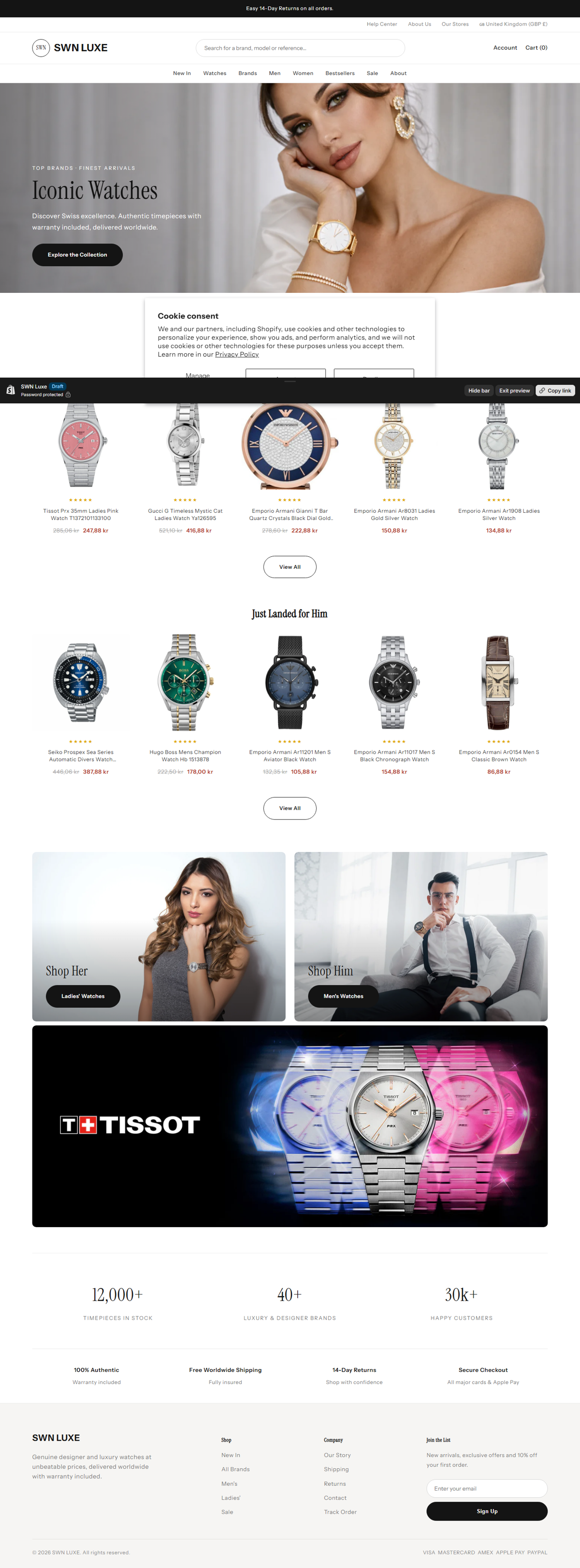 Store homepage